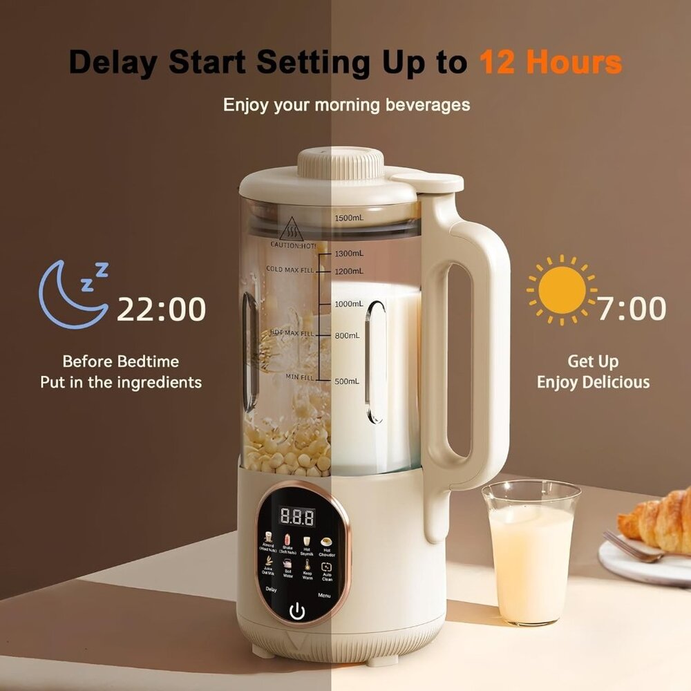 50 oz Nut Milk Maker Machine All in 1, 10 Function Automatic Soy Milk Maker - Picture 8 of 11